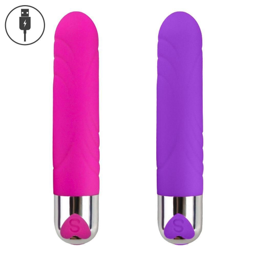 VIBRADOR PERSONAL AVELUDADO RELEVO USB 12 VIBRAÇÕES PS008A