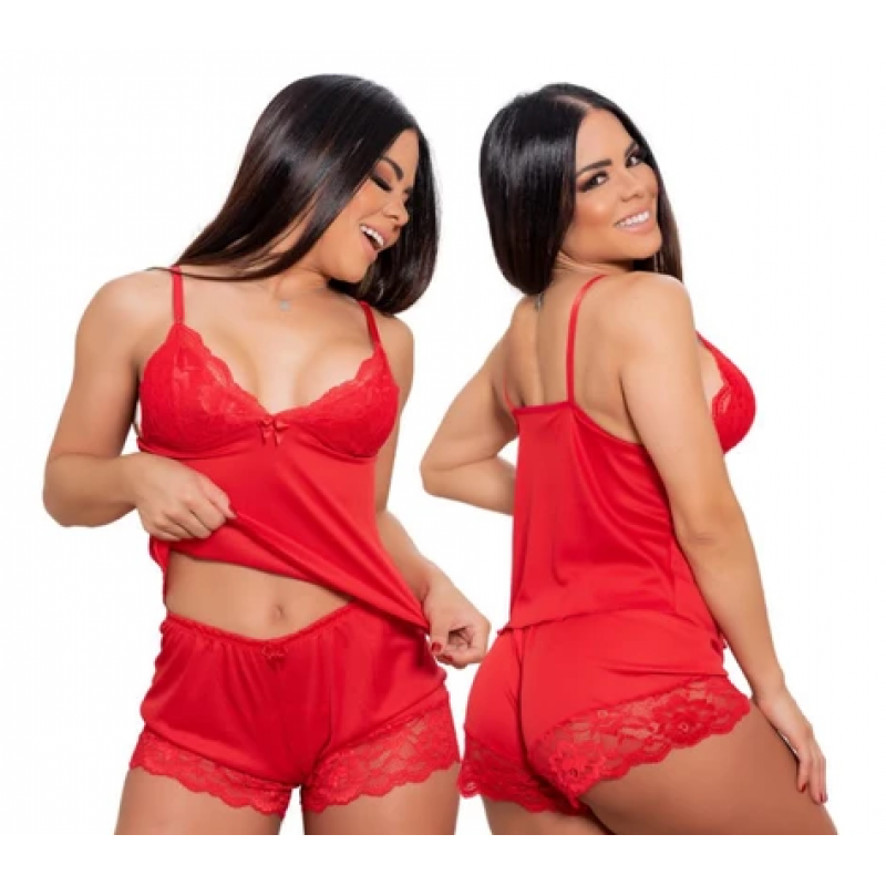 Babydoll com detalhes em renda - Cod 0243