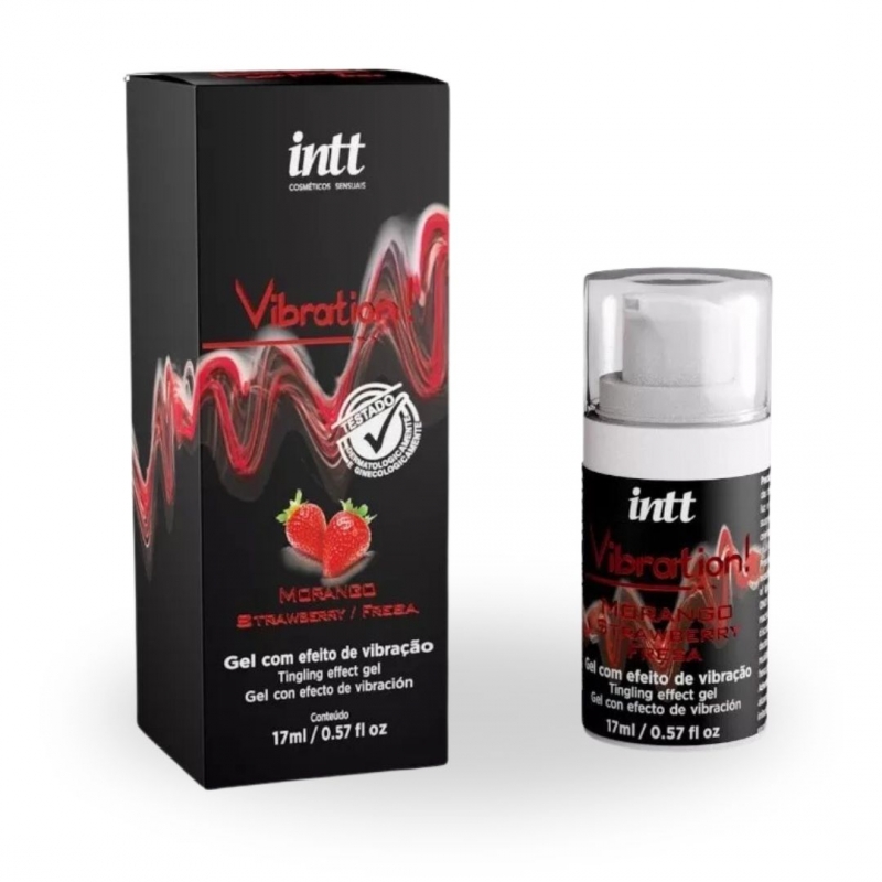 Gel Excitante Vibratório Vibration Morango - 17 ml INTT