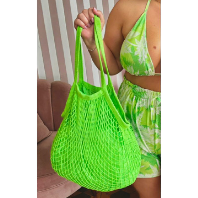 Bolsa Rede Sacola De Praia Vazada Crochê Com Forro - Cod 3069