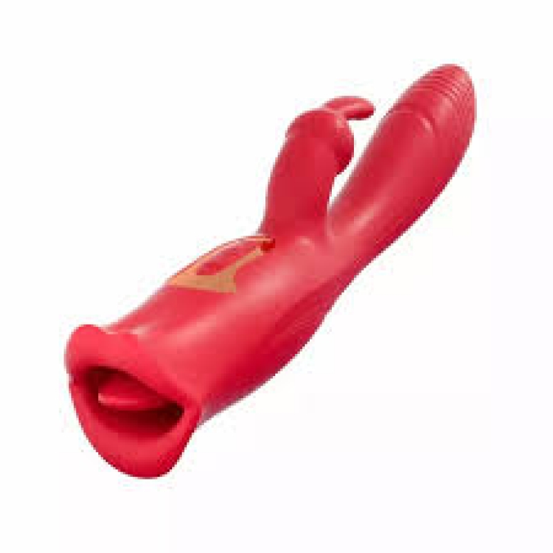 VIBRADOR MULTIFUNCIONAL COM FORMATO DE BOCA E ESTIMULADOR RABBIT REF.YSSN043