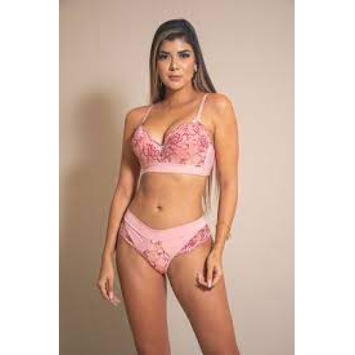 CONJUNTO BICOLOR E GUIPPIR FLOR DA ROSA REF.1049