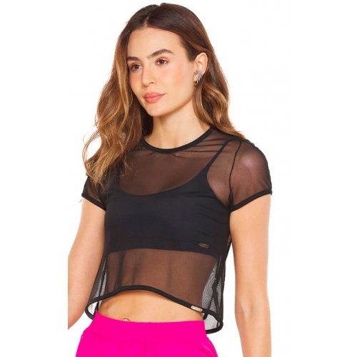 CROPPED TULE POLY PRETO