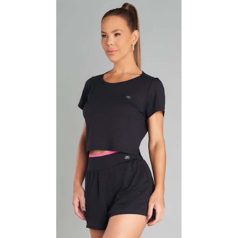 T SHIRT CROPPED WELLNESS PRETO