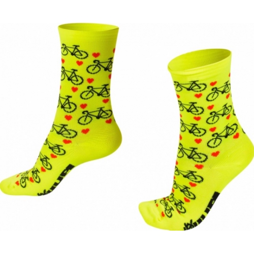 MEIA LOVE BIKE AMARELO NEON