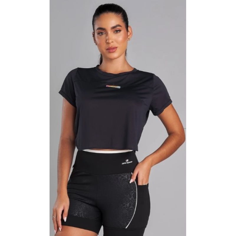 T SHIRT CROPPED AIR PRETO