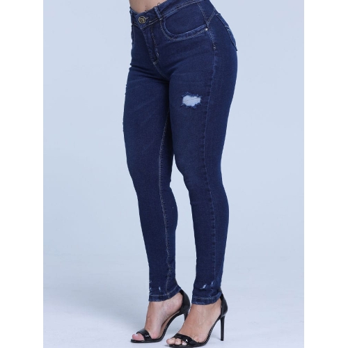 CALÇA JEANS CIGARRETI AZUL CLÁSSICO+ DESIGN EXCLUSIVO