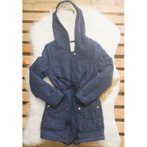 Casaco Parka De Sarja Feminino Blogueira Forrada Pelúcia Roupas Inverno