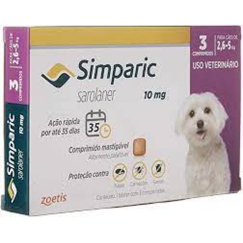 SIMPARIC 10MG 2,6/5 KG CAIXA COM 3 UNI.