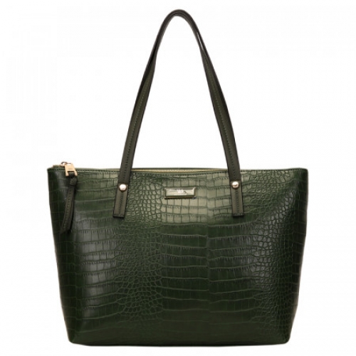 SHOPPING BAG CROCO MONOCOLOR COM ZIPER E METAL RESINADO