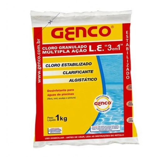 GENCO L.E. CLORO GRANUL. 1KG MULTIPLA AÇÃO 3 EM 1