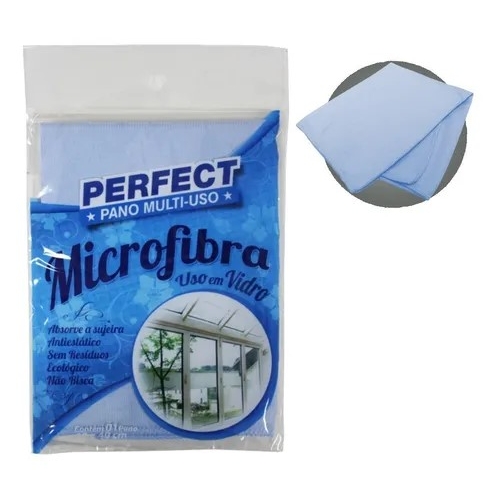 PANO MICROFIBRA 40X40CM PERFECT P/ VIDRO azul