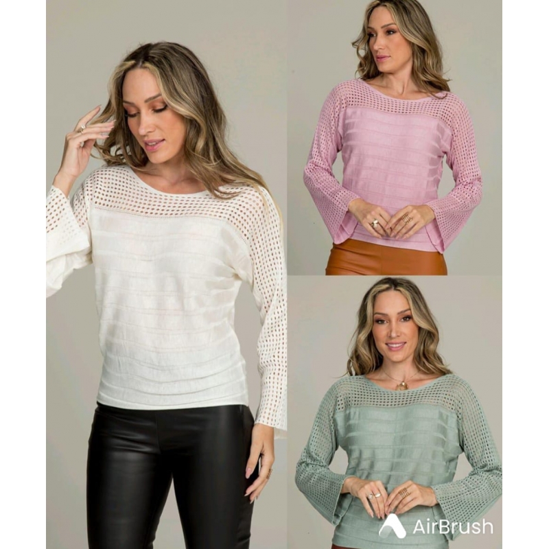 BLUSA DETALHES DELICADOS NAS MANGAS