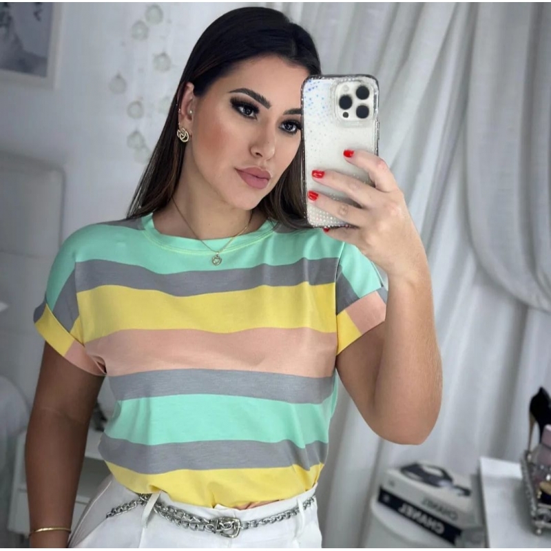 BLUSA REGATA LISTRAS CANDY COLORS