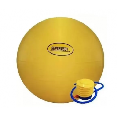 BOLA DE GINASTICA 55CM AMARELA SUPERMEDY