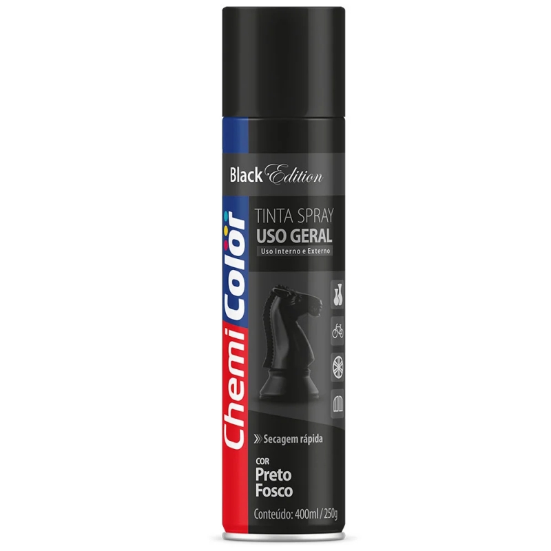 TINTA SPRAY CHEMICOLOR USO GERAL 400ML PRETO FOSCO