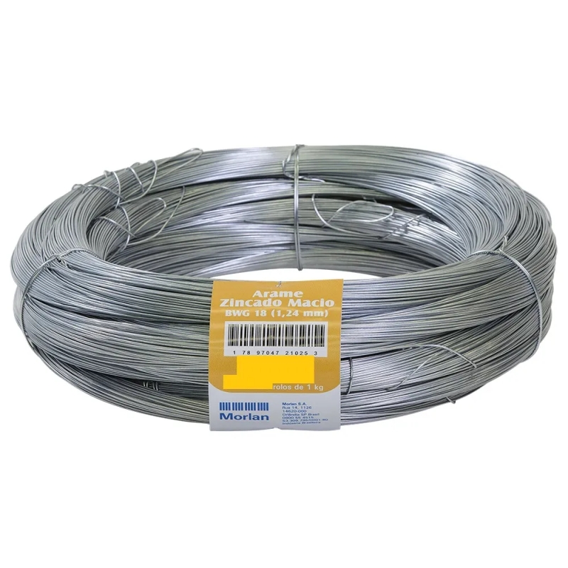 ARAME GALVANIZADO N18 RL 1KG 1.24MM (105,36 M/KG) - MORLAN