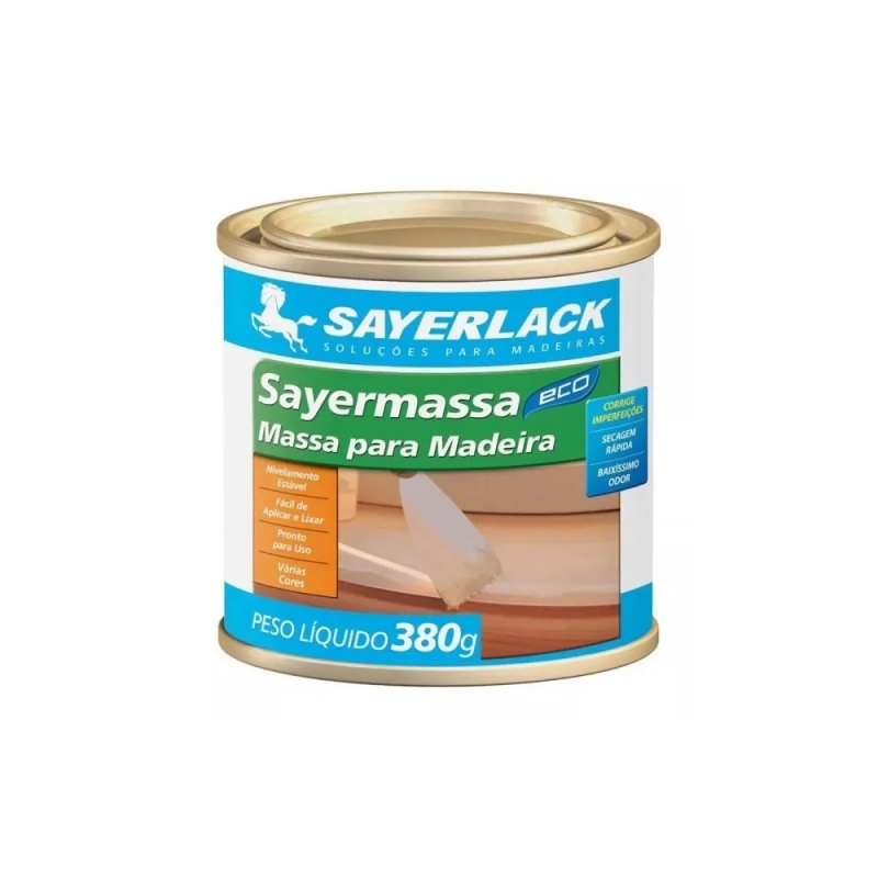 MASSA P/MADEIRA SAYERMASSA 380G BRANCA BASE D'ÁGUA - SAYERLACK