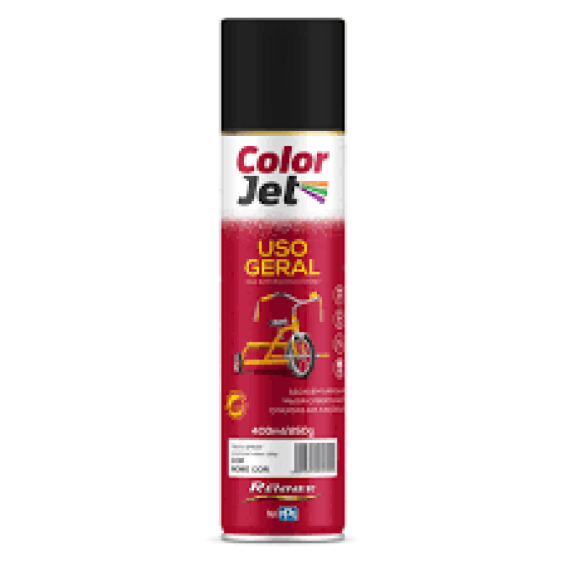 TINTA SPRAY RENNER USO GERAL 400ML PRETO BRILHANTE COLOR JET