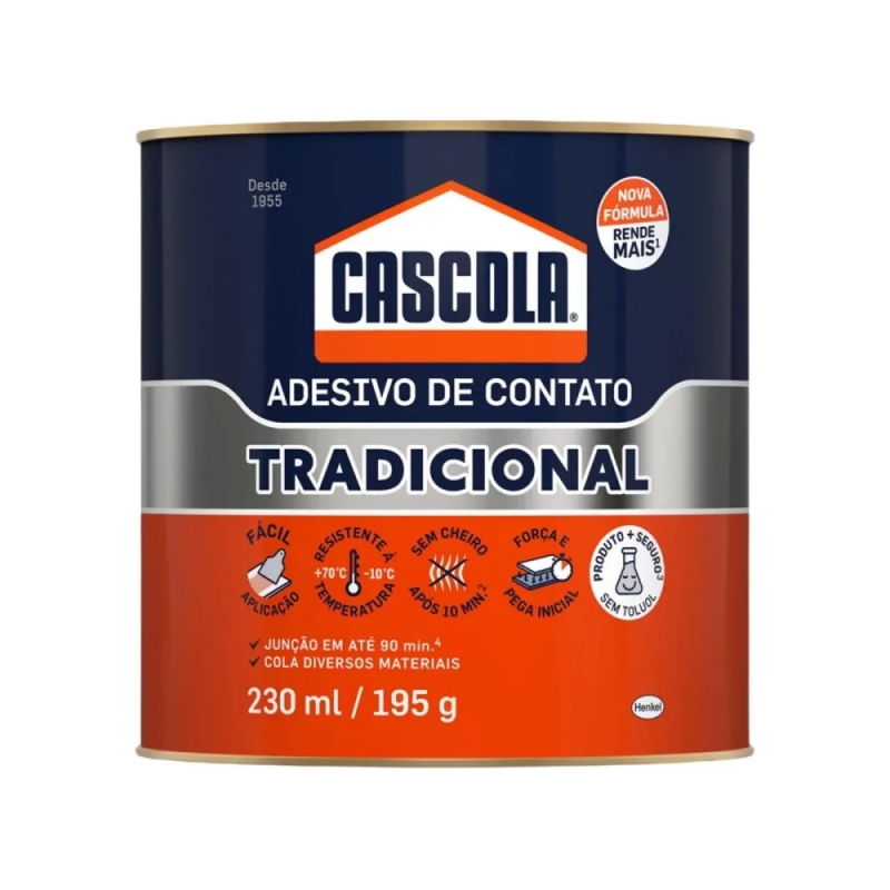 ADESIVO DE CONTATO TRADICIONAL S/TOLUOL 195G - CASCOLA