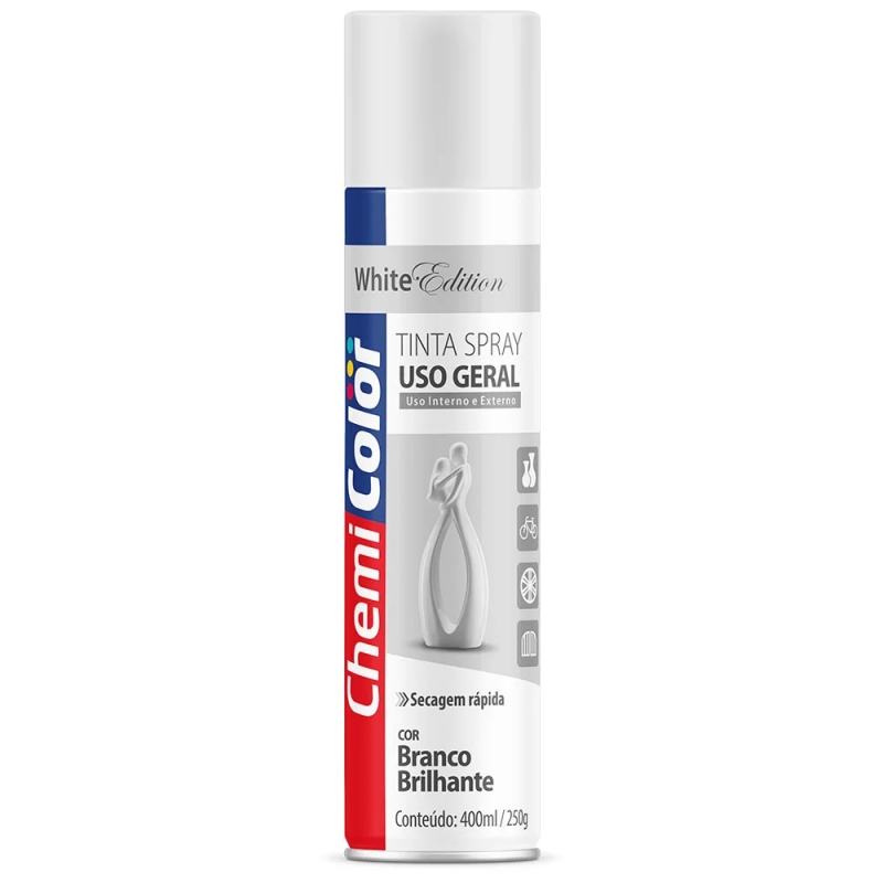 TINTA SPRAY CHEMICOLOR USO GERAL 400ML BRANCO BRILHANTE