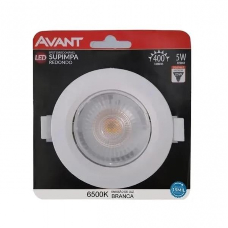 SPOT SUPIMPA BRANCO EMBUTIR REDONDO LED 5W BRANCA 6500K AVANT