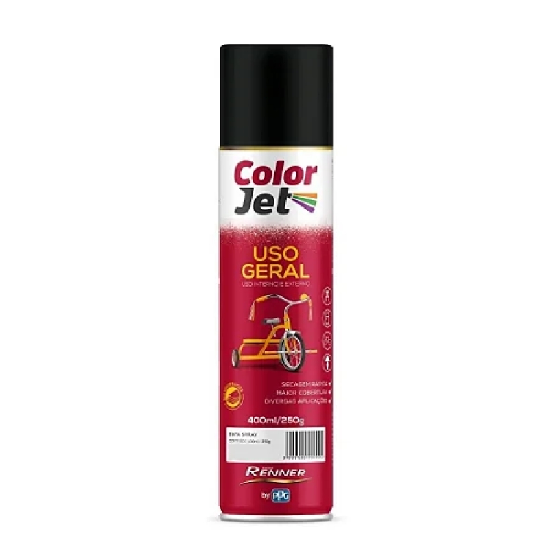 TINTA SPRAY RENNER USO GERAL 400ML PRETO FOSCO COLOR JET 1615