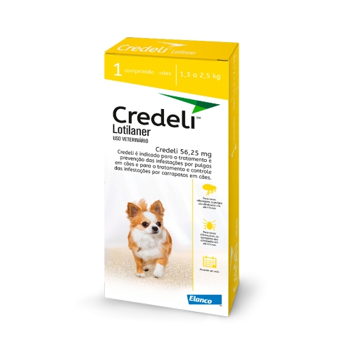 CAIXA ANTI PULGA CREDELI 56,25 mg 3 comprimidos  / 1,3 A 2,5 KG