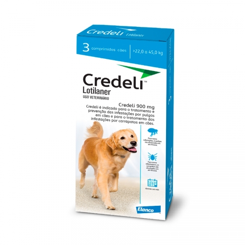 CAIXA ANTI PULGA CREDELI 900 MG 3 COMPRIMIDOS 22 - 45 KG