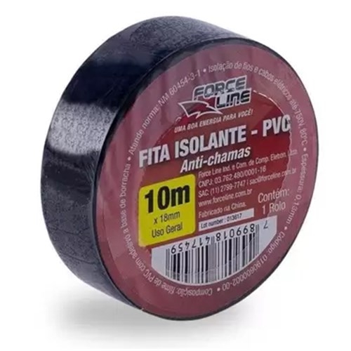 FITA ISOLANTE PRETA 18MM X 10M USO GERAL FORCE