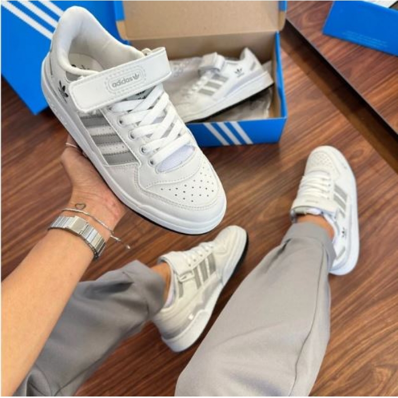 ADIDAS LOW VELCRO CINZA BRANCO