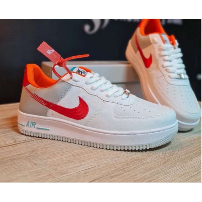 NIKE AIR FORCE BRANCO VERMELHO LARANJA