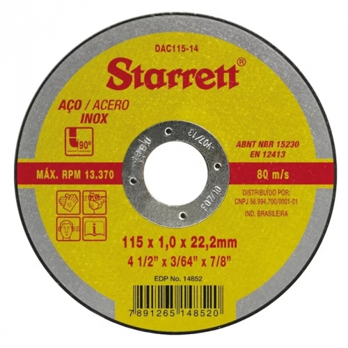 DISCO CORTE INOX/FERRO 115X1,0 STARRET