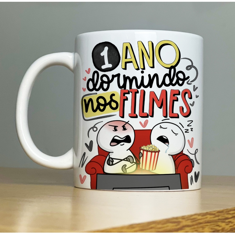 CANECA PERSONALIZADA 1 ANO DORMINDO NOS FILMES