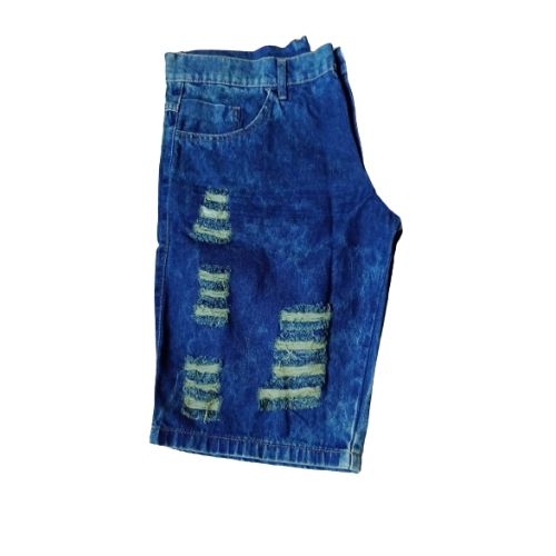 BERMUDA MASCULINA JEANS MANCHADA DESTROYED