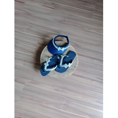 CHINELO KIT PRAIA COM VISEIRA AZUL E BRANCO