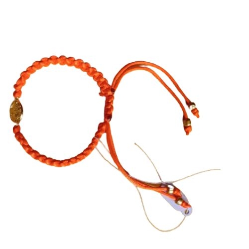 COLAR MACRAME PINGENTE ARVORE DA VIDA DOURADO E LARANJA