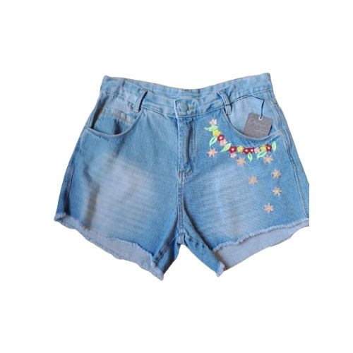 SHORTS FEMININO JEANS BORDADO