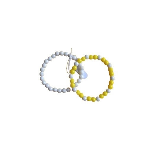 PULSEIRA INFANTIL SILICONE BRANCA E AMARELA