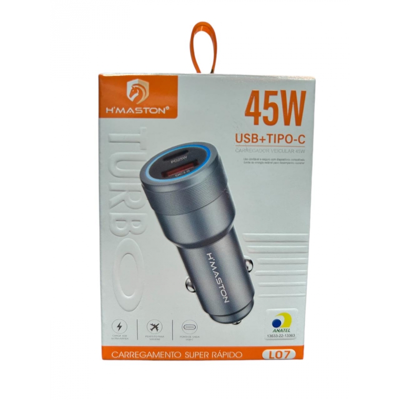 CARREGADOR VEICULAR 45W HMASTON