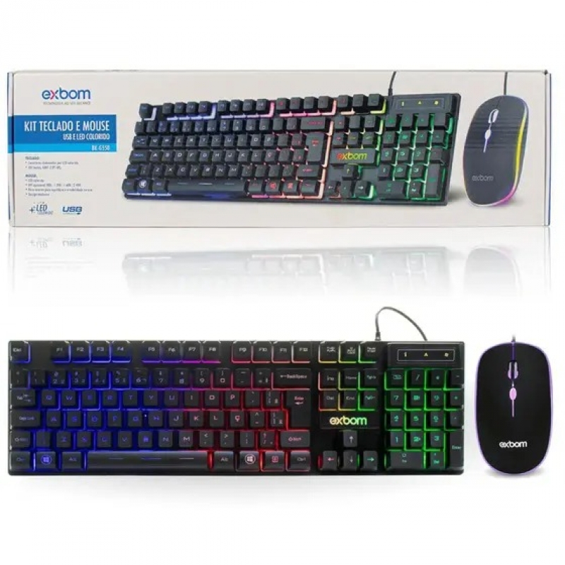 KIT TECLADO COM MOUSE COLORIDO  BKG550