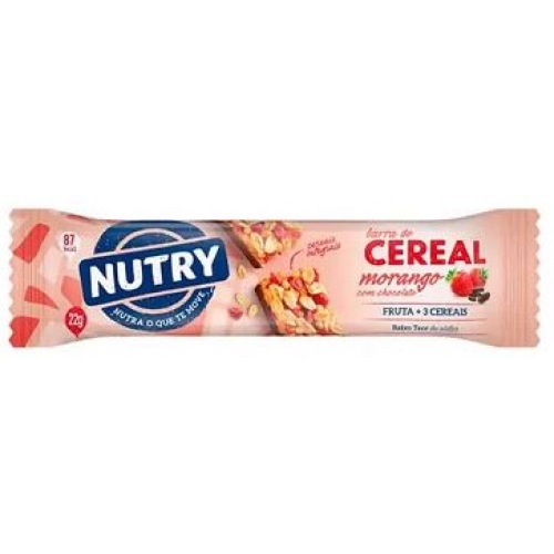 barra cereal morango +chocolate 22gr nutry