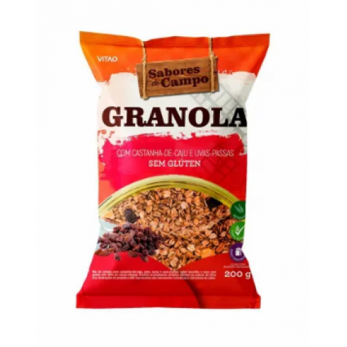 GRANOLA COM CASTANHA DE CAJU E UVAS PASSAS SEM GLUTEN 800G - SABORES DO CAMPO - 4669