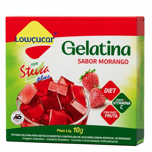 GELATINA SABOR MORANGO FRESA STEVIA 10G