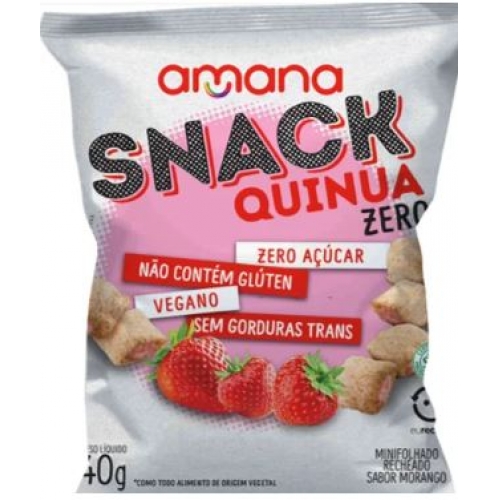 SNACK RECHEADO MORANGO ZERO ACUCAR AMANA 40G DP C/8