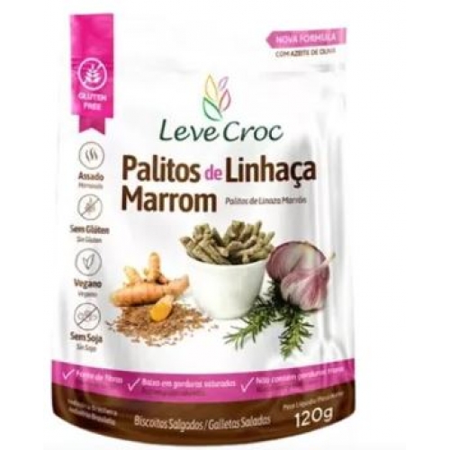 BISCOITO PALITOS SALGADOS LINHACA MARROM 120G LEVE CROC