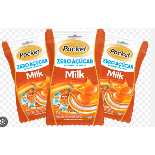 BALA POCKET S/ AÇUCAR MILK 23G