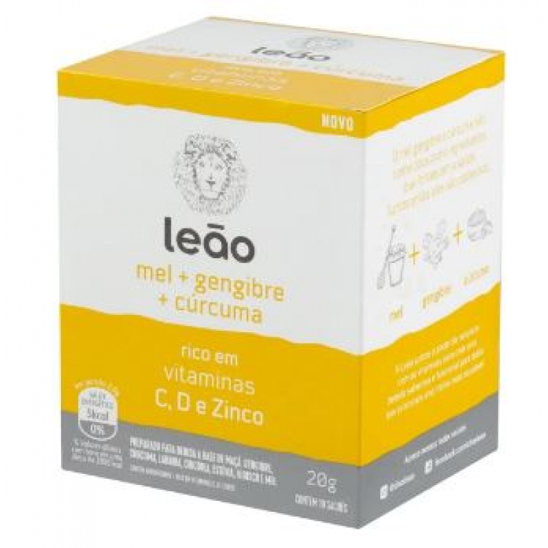 CHA VITAMINICO MEL + GENGIBRE + CURCUMA 10 SACHES DE 20G - CHA LEAO