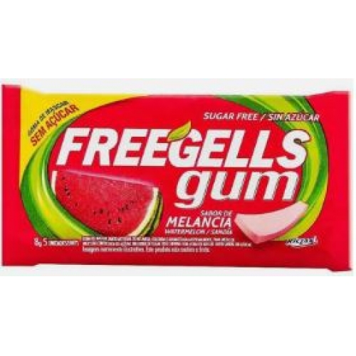 CHICLE FREEGELLS GUM MELANCIA ZERO ACUCAR RICLAN 8G DP C/15