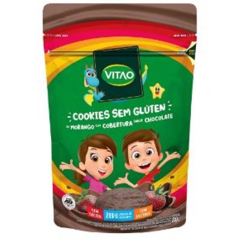 COOKIE DE MORANGO COM COBERTURA DE CHOCOLATE SEM GLUTEN KIDS 80G - VITAO 0816